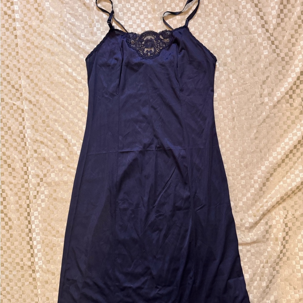 Black Lace Trim Slip Dress